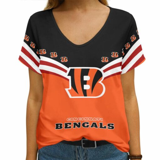 Cincinnati Bengals Personalized V-neck Women T-shirt