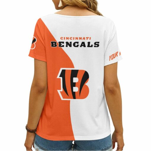 Cincinnati Bengals Personalized V-neck Women T-shirt