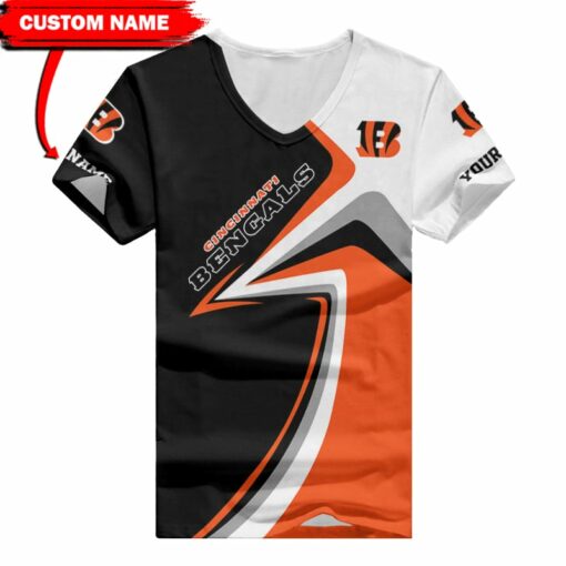 Cincinnati Bengals Personalized V-neck Women T-shirt BG494