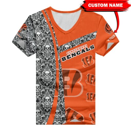 Cincinnati Bengals Personalized V-neck Women T-shirt BG597