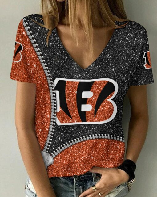 Cincinnati Bengals Personalized V-neck Women T-shirt BG669