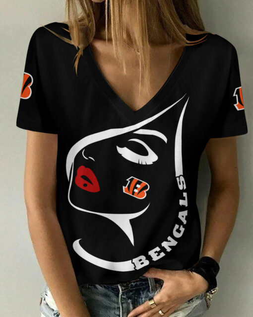 Cincinnati Bengals Summer V-neck Women T-shirt 129