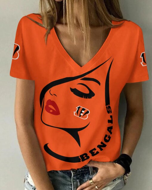 Cincinnati Bengals Summer V-neck Women T-shirt 129