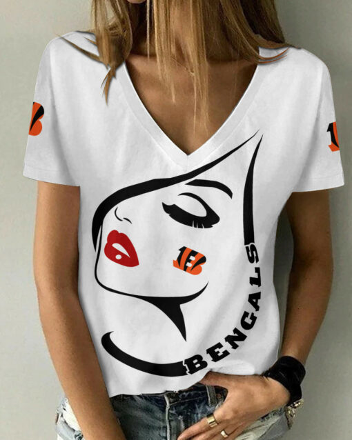 Cincinnati Bengals Summer V-neck Women T-shirt 129