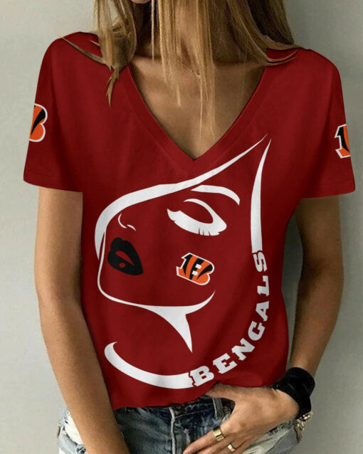 Cincinnati Bengals Summer V-neck Women T-shirt 129