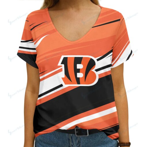 Cincinnati Bengals Summer V-neck Women T-shirt 2