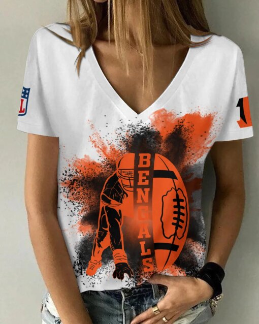 Cincinnati Bengals Summer V-neck Women T-shirt BG306