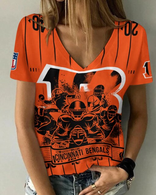 Cincinnati Bengals Summer V-neck Women T-shirt BG309