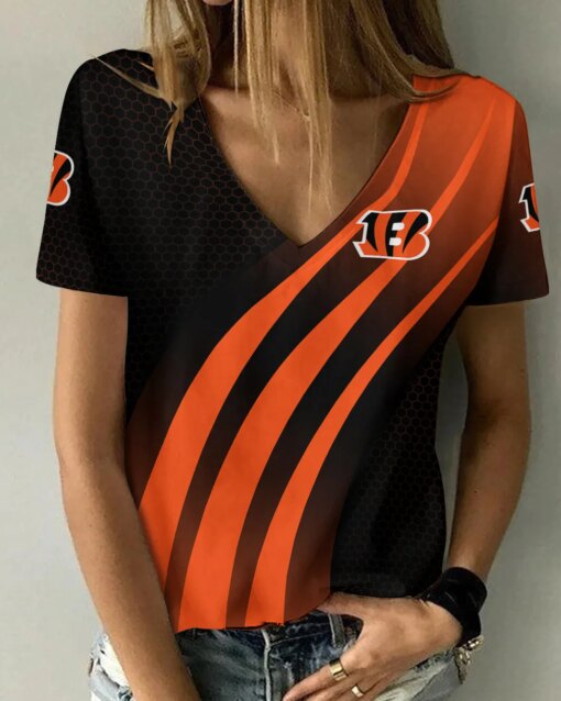 Cincinnati Bengals Summer V-neck Women T-shirt BG422