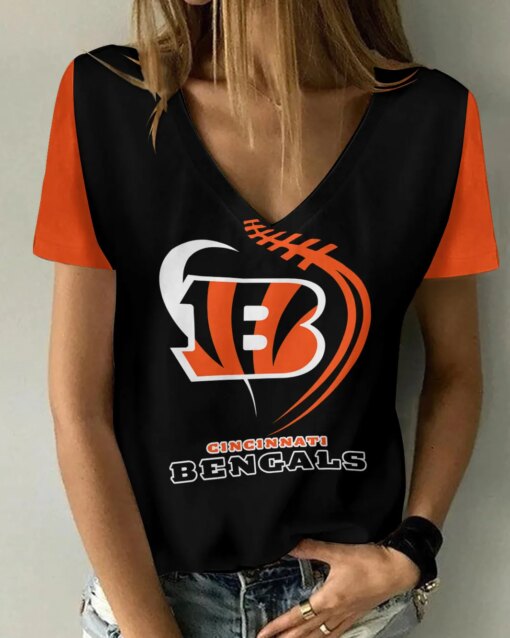 Cincinnati Bengals V-neck Women T-shirt AGC27