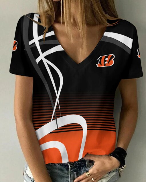 Cincinnati Bengals V-neck Women T-shirt BG468