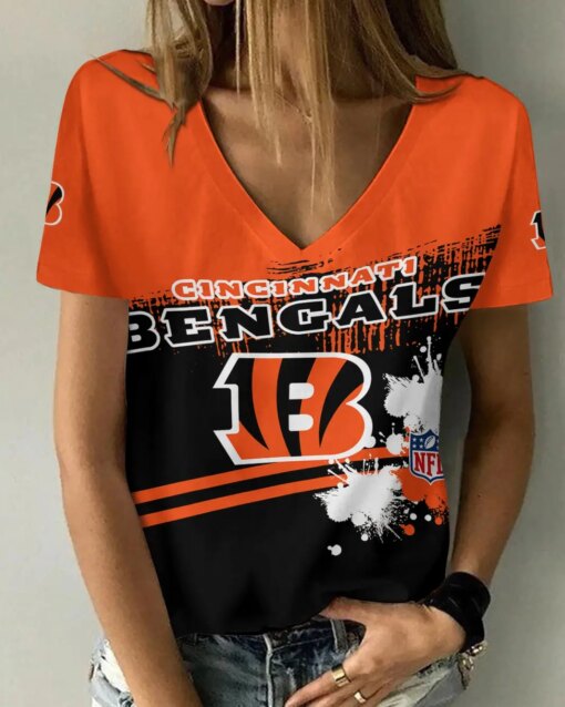 Cincinnati Bengals V-neck Women T-shirt BG624