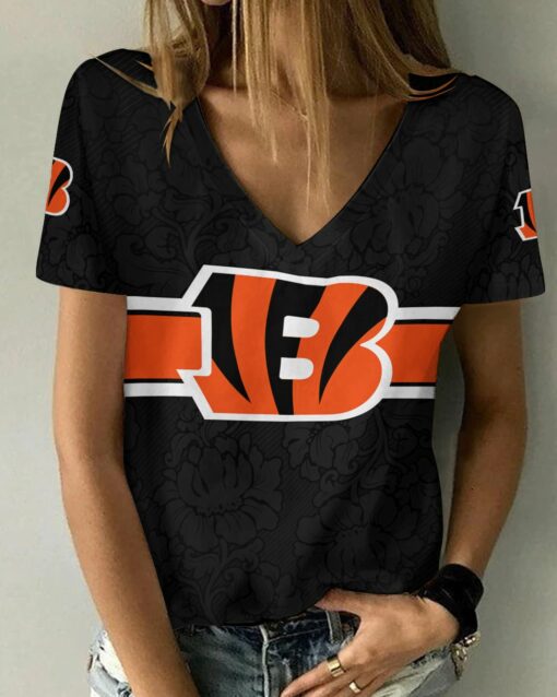 Cincinnati Bengals V-neck Women T-shirt BG642