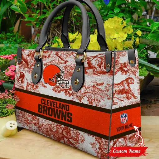 Cleveland Browns Personalized Leather Hand Bag BB329