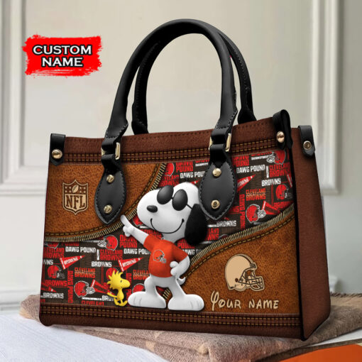 Cleveland Browns Personalized Leather Hand Bag BBLTHB543