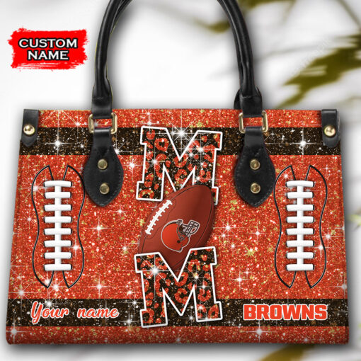 Cleveland Browns Personalized Leather Hand Bag BBLTHB575