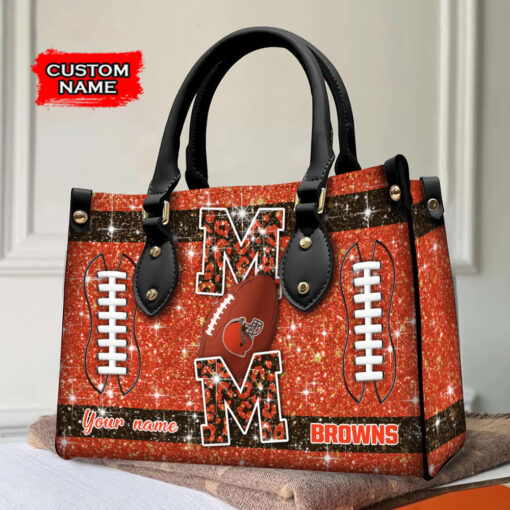 Cleveland Browns Personalized Leather Hand Bag BBLTHB575