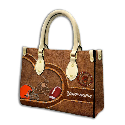 Cleveland Browns Personalized Leather Hand Bag BBLTHB607