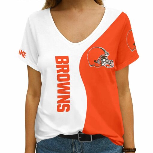 Cleveland Browns Personalized V-neck Women T-shirt