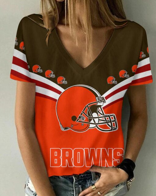 Cleveland Browns Personalized V-neck Women T-shirt