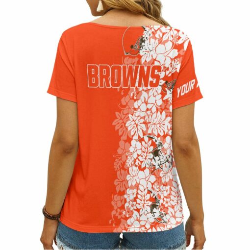 Cleveland Browns Personalized V-neck Women T-shirt