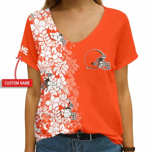 Cleveland Browns Personalized V-neck Women T-shirt