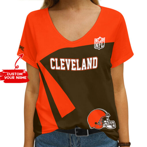 Cleveland Browns Personalized V-neck Women T-shirt AGC45