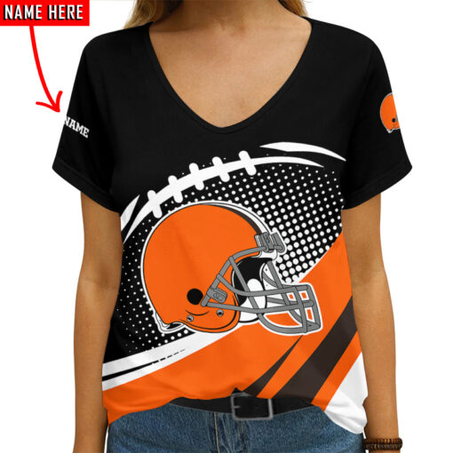 Cleveland Browns Personalized V-neck Women T-shirt AGCWTS131