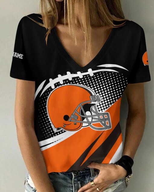 Cleveland Browns Personalized V-neck Women T-shirt AGCWTS131