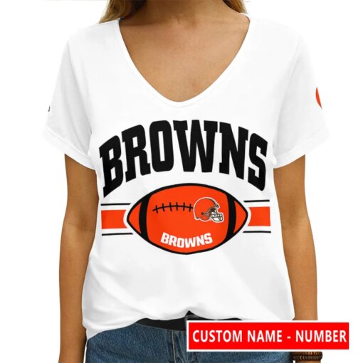 Cleveland Browns Personalized V-neck Women T-shirt AGCWTS134