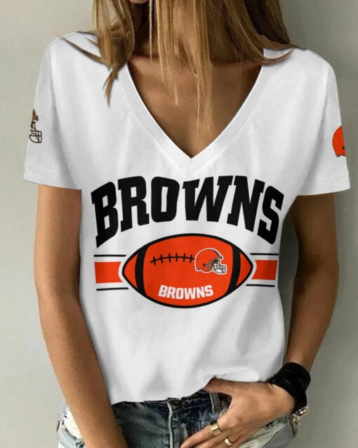 Cleveland Browns Personalized V-neck Women T-shirt AGCWTS134