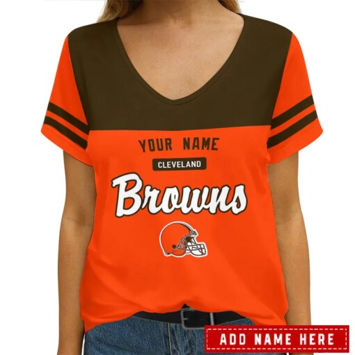 Cleveland Browns Personalized V-neck Women T-shirt AGCWTS250