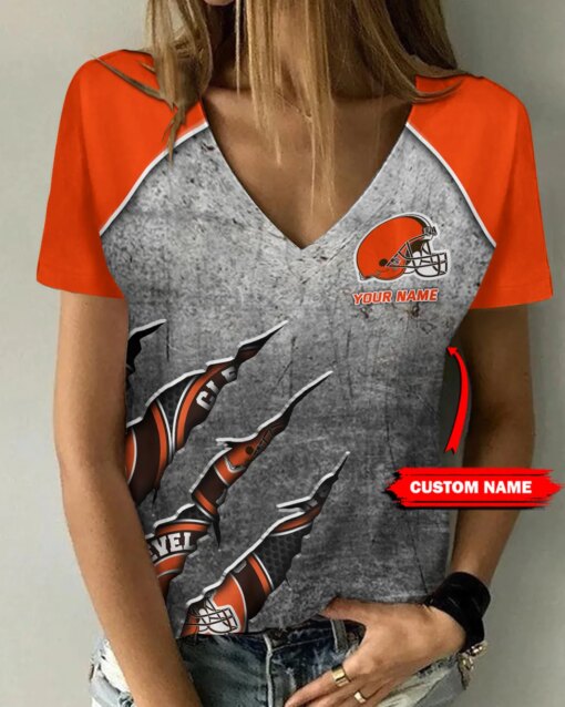 Cleveland Browns Personalized V-neck Women T-shirt BG1000