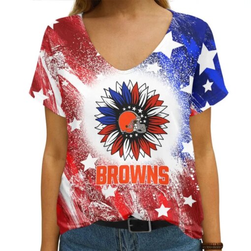 Cleveland Browns V-neck Women T-shirt