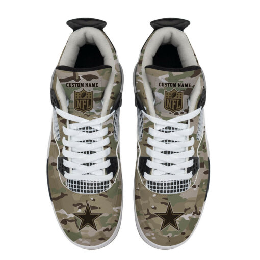 Dallas Cowboys Camo Personalized AJ4 Sneaker BG32