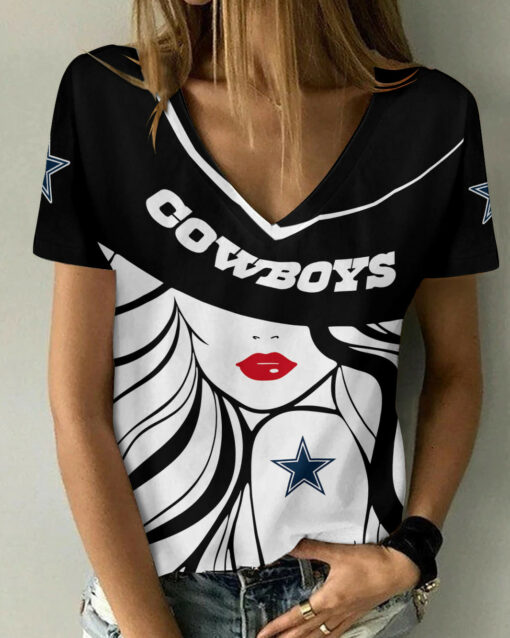 Dallas Cowboys Personalized Summer V-neck Women T-shirt 148