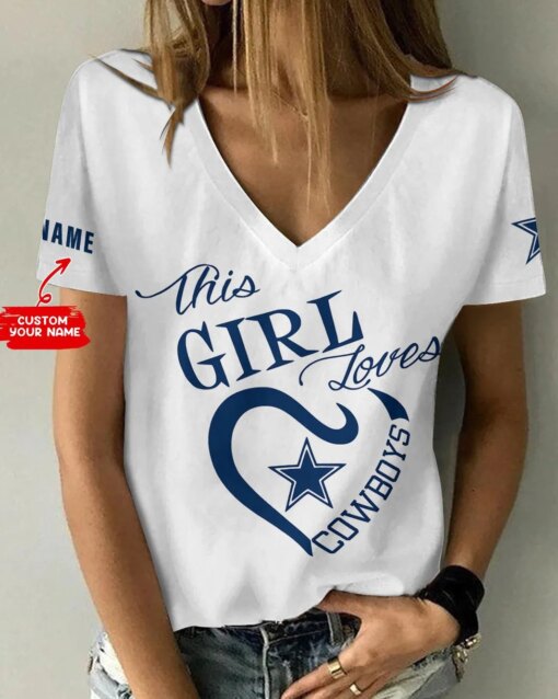 Dallas Cowboys Personalized Summer V-neck Women T-shirt 172