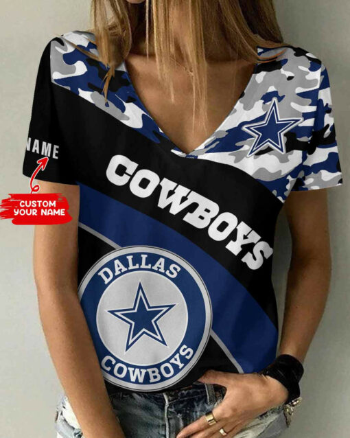 Dallas Cowboys Personalized Summer V-neck Women T-shirt BG217