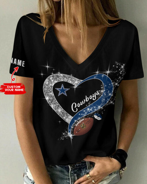 Dallas Cowboys Personalized Summer V-neck Women T-shirt BG242