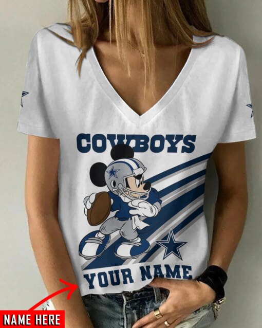 Dallas Cowboys Personalized Summer V-neck Women T-shirt BG366