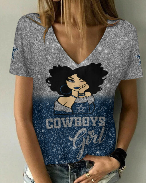 Dallas Cowboys Personalized Summer V-neck Women T-shirt BG36