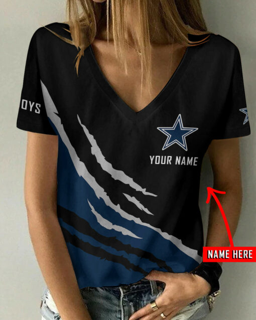 Dallas Cowboys Personalized Summer V-neck Women T-shirt BG386