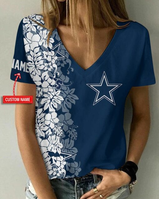 Dallas Cowboys Personalized V-neck Women T-shirt