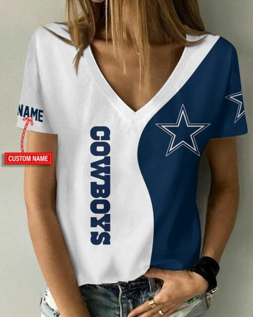 Dallas Cowboys Personalized V-neck Women T-shirt