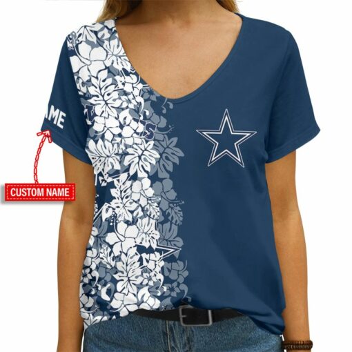 Dallas Cowboys Personalized V-neck Women T-shirt