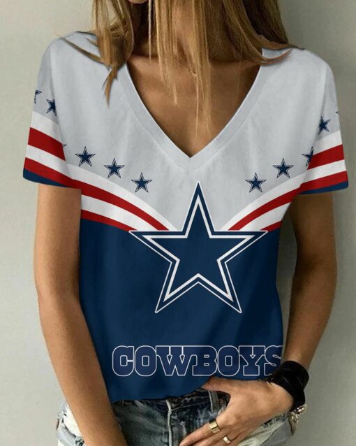 Dallas Cowboys Personalized V-neck Women T-shirt