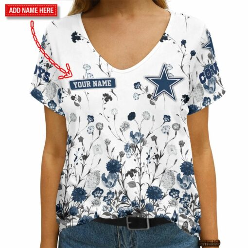 Dallas Cowboys Personalized V-neck Women T-shirt