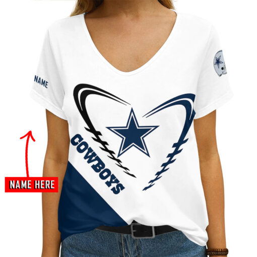 Dallas Cowboys Personalized V-neck Women T-shirt AGC110