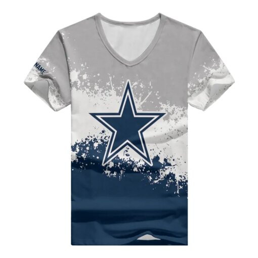 Dallas Cowboys Personalized V-neck Women T-shirt AGC18