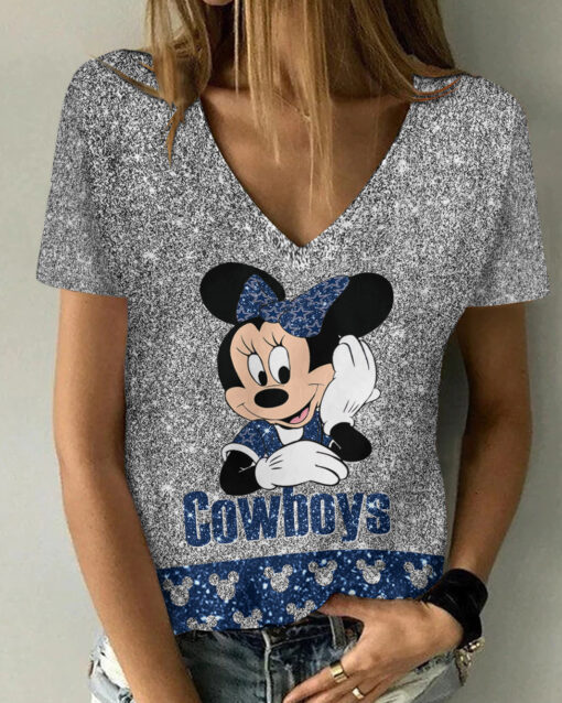 Dallas Cowboys Personalized V-neck Women T-shirt AGC54